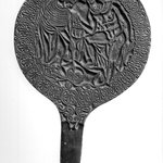 Decorated Mirror with Tongue-Shaped Handle