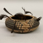 Miniature Coiled Basket with feathers along the edge