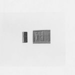 Cylinder Seal Depicting a Worshipper before Shamash with Raised Sword