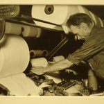 [Untitled] (Man and Fiber Reels)
