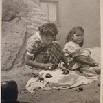 Two Hopi Indian Girls Selling Pottery, San Idelfonso Pueblo, NM