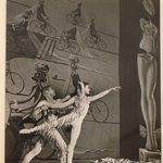 [Untitled]  (Male and Female Ballet Dancers in Front of Painting of Men on Bicycles)