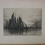 Untitled (Harbor Scene with Tug Boat)