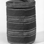 Twined Cylinder Basket with Lid with False Embroidery