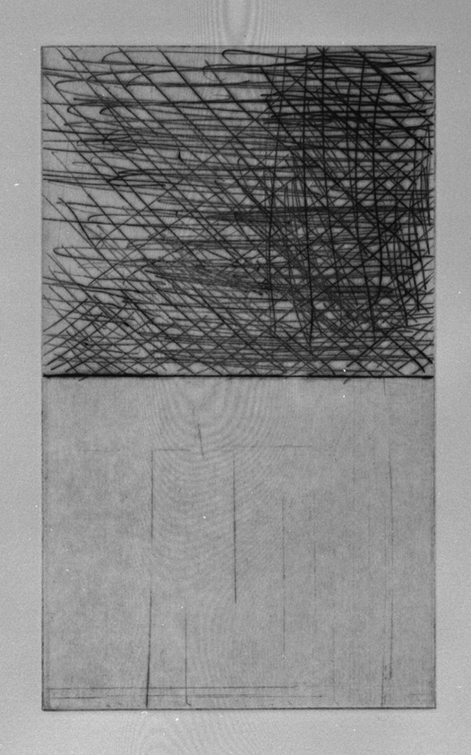 Günther Förg (German, 1952 - 2013). <em>[Untitled]</em>, 1989. Etching, aquatint and drypoint, Sheet (folio): 14 5/8 x 12 3/4 in. (37.1 x 32.4 cm). Brooklyn Museum, Helen Babbott Sanders Fund and John W. James Fund, 1990.123.14. © artist or artist's estate (Photo: Brooklyn Museum, 1990.123.14_bw.jpg)