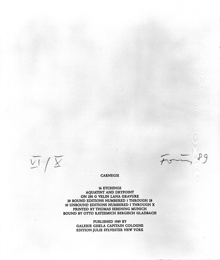 Günther Förg (German, 1952 - 2013). <em>Colophon</em>, 1989. Printed text, Sheet (folio): 14 7/8 x 12 1/2 in. (37.8 x 31.8 cm). Brooklyn Museum, Helen Babbott Sanders Fund and John W. James Fund, 1990.123.17. © artist or artist's estate (Photo: Brooklyn Museum, 1990.123.17_bw.jpg)