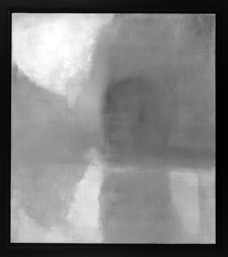 Ellen Phelan (American, born 1943). <em>Island in the River - River Test</em>, 1989. Oil on linen, 51 1/4 x 45 5/8 in. (130.2 x 115.9 cm). Brooklyn Museum, Gift of Edward A. Bragaline, by exchange, 1991.11. © artist or artist's estate (Photo: Brooklyn Museum, 1991.11_bw.jpg)