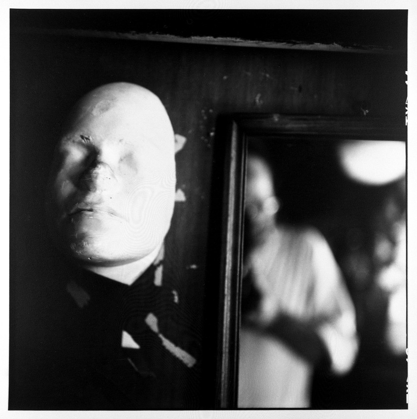 Bruce Cratsley (American, 1944–1998). <em>Glass Shop Mask</em>, 1987. Gelatin silver print, image: 9 x 9 in. (22.9 x 22.9 cm). Brooklyn Museum, Alfred T. White Fund, 1991.23.1. © artist or artist's estate (Photo: Brooklyn Museum, 1991.23.1_bw.jpg)