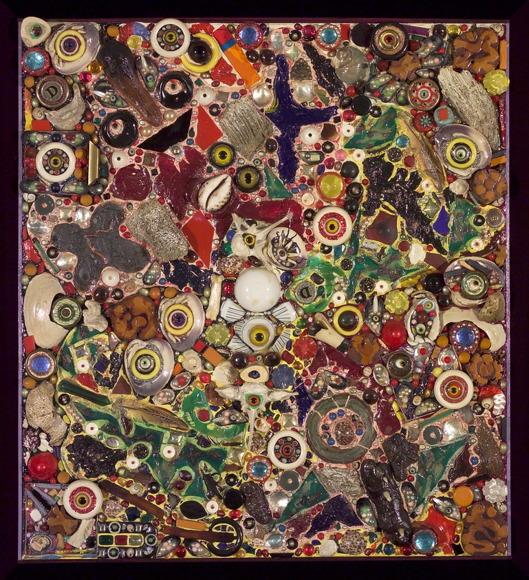 Alfonso Ossorio (American, 1916-1990). <em>Collage B.W.Y. and Red</em>, 1965. Mixed media, 42 1/2 x 39 1/4 in. (108 x 99.7 cm). Brooklyn Museum, Bequest of William K. Jacobs, Jr., 1992.107.31. © artist or artist's estate (Photo: Brooklyn Museum, 1992.107.31.jpg)