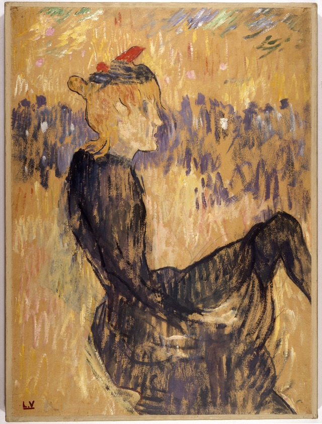 Louis Valtat (French, 1869-1952). <em>Café Dancer</em>, 1894-1895. Oil on graphite over laid paper mounted to canvas, 24 1/8 x 18 1/8 in. (61.3 x 46 cm). Brooklyn Museum, Bequest of William K. Jacobs, Jr., 1992.107.37. © artist or artist's estate (Photo: Brooklyn Museum, 1992.107.37_SL3.jpg)