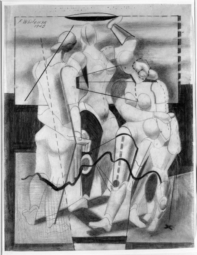 Frederick J. Whiteman (American, 1909-1997). <em>Untitled</em>, 1945. Graphite and crayon on paper, sheet: 10 1/2 x 8 1/16 in. (26.7 x 20.5 cm). Brooklyn Museum, Gift of Georgia and Michael de Havenon, 1992.127.3. © artist or artist's estate (Photo: Brooklyn Museum, 1992.127.3_bw.jpg)