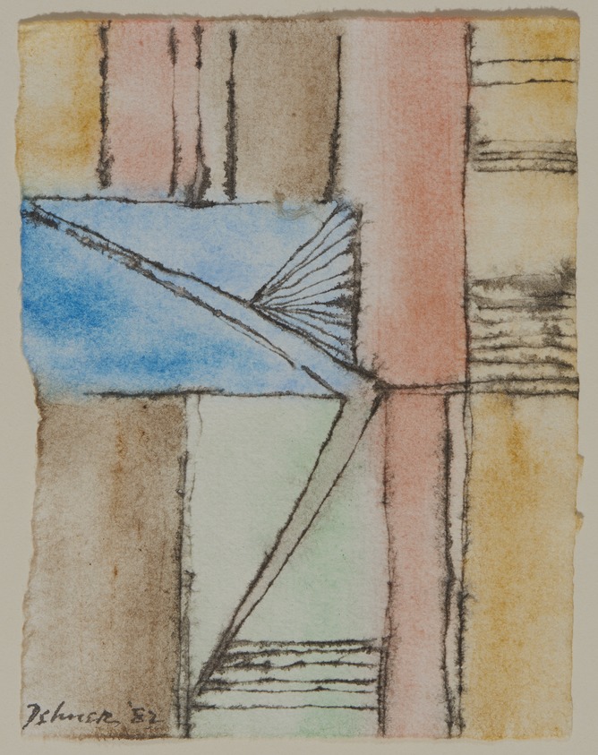 Dorothy Dehner (American, 1908-1994). <em>Untitled</em>, 1982. India ink and watercolor on paper, 5 x 4 in. (12.7 x 10.2 cm). Brooklyn Museum, Gift of Dr. and Mrs. Arthur E. Kahn, 1992.183.4. © artist or artist's estate (Photo: Brooklyn Museum, 1992.183.4_PS11.jpg)