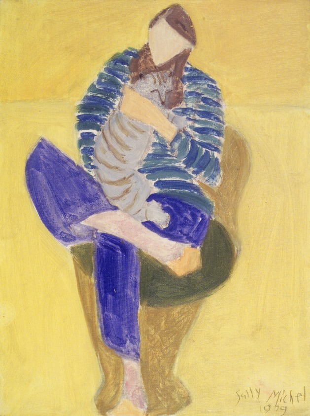 Sally Avery (American, 1902-2002). <em>Striped Shirt, Striped Cat</em>, 1979. Oil on canvas, image: 12 × 9 in. (30.5 × 22.9 cm). Brooklyn Museum, Bequest of Ivor Green and Augusta Green, 1992.271.15. © artist or artist's estate (Photo: Brooklyn Museum, 1992.271.15_transpc003.jpg)