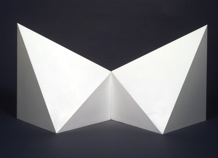 Sol LeWitt (American, 1928-2007). <em>Double Pyramid #2</em>, 1986. Painted wood, 39 x 78 x 39 in. (99.1 x 198.1 x 99.1 cm). Brooklyn Museum, Gift of the artist, 1993.100a-b. © artist or artist's estate (Photo: Brooklyn Museum, 1993.100_transpc003.jpg)