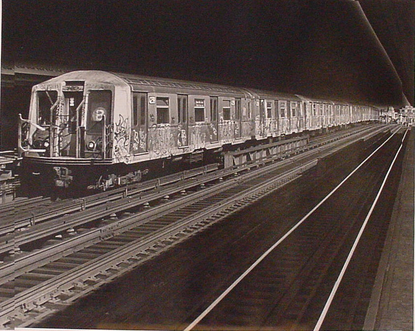 Robert Allen Merlo (American, born 1949). <em>Brooklyn, N.Y., 20th Ave. B Train</em>, 1982; printed 1988. Gelatin silver print, sheet: 15 7/8 × 19 3/4 in. (40.3 × 50.2 cm). Brooklyn Museum, Gift of the artist, 1993.12.1. © artist or artist's estate (Photo: , 1993.12.1.JPG)