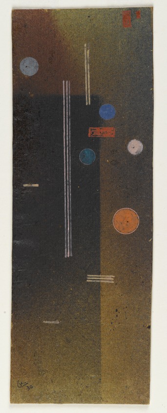 Vasily Kandinsky (Moscow, Russia, 1866 - 1944, Neuilly-sur-Seine, France). <em>Untitled (Ohne Titel)</em>, 1930. Oil and gouache on board, 8 1/2 x 3 in. (21.6 x 7.6 cm). Brooklyn Museum, Gift of the Benjamin family in memory of Robert S. Benjamin, 1993.216. © artist or artist's estate (Photo: Brooklyn Museum, 1993.216_PS2.jpg)