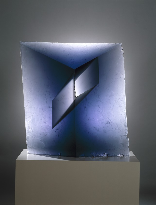 Jaroslava Brychtova (Czech, 1924-2020). <em>Spaces II</em>, 1991-1992. Cast glass, 32 1/2 x 29 1/2 x 4 3/4 in., 200 lb. (82.6 x 74.9 x 12.1 cm, 90.72kg). Brooklyn Museum, Purchased with funds given by Phyllis and Dave Roth, Adele and Leonard Leight, and Julius Kramer in loving memory of their parents, Etta and James Markowitz, 1993.32. © artist or artist's estate (Photo: Brooklyn Museum, 1993.32_SL1.jpg)