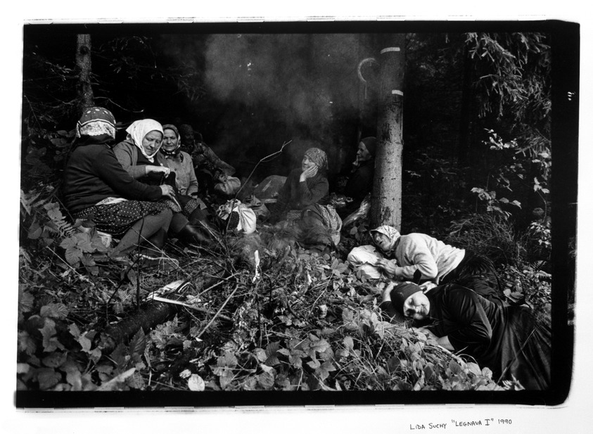 Lida Suchy. <em>Legnava I, Bratislava, Czechoslovakia; Woods, Women Sleeping</em>, 1990. Gelatin silver photograph, sheet: 16 x 20 in. Brooklyn Museum, Purchased with funds given by the Horace W. Goldsmith Foundation, Harry Kahn, and Mrs. Carl L. Selden, 1994.176.2. © artist or artist's estate (Photo: Brooklyn Museum, 1994.176.2_bw.jpg)