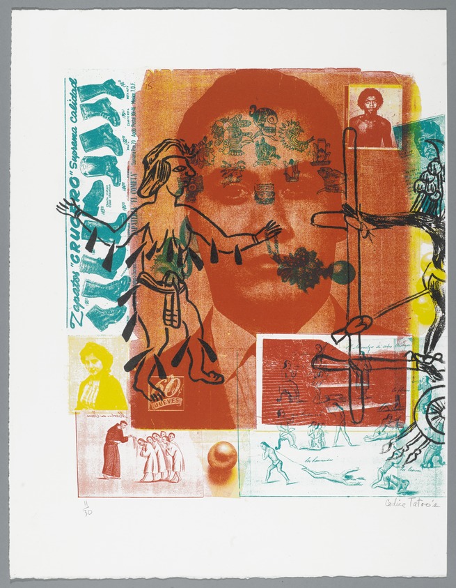 John Valdez (American, born 1951). <em>Codice Tatoo's Pocho Wedos</em>, 1992. Lithograph on paper, sheet (a): 19 1/4 x 14 7/8 in. (48.9 x 37.8 cm). Brooklyn Museum, Emily Winthrop Miles Fund, 1994.25.6a-b. © artist or artist's estate (Photo: Brooklyn Museum, 1994.25.6a_PS2.jpg)