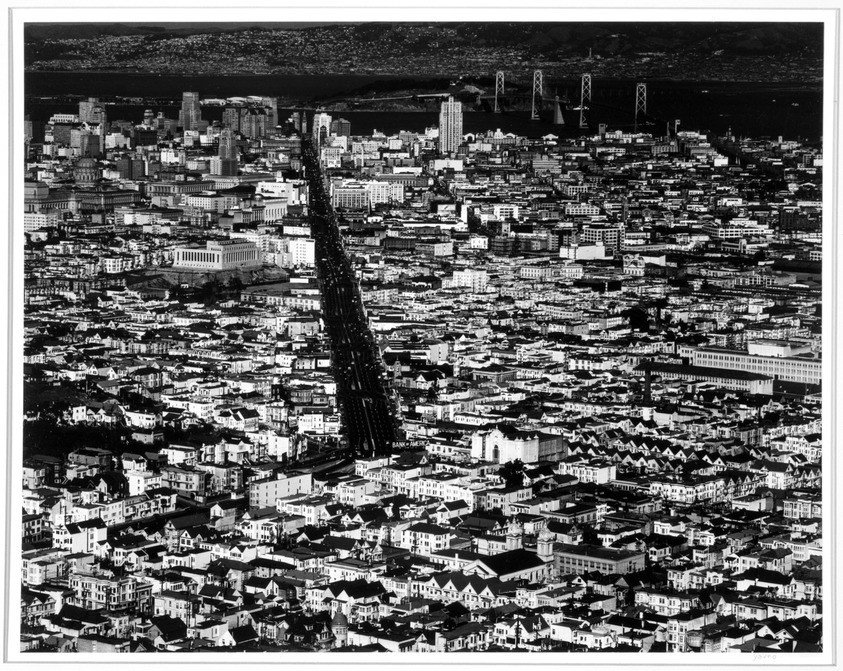 Max Yavno (American,1911-1985). <em>Day View from Coit Tower (All of Downtown San Fransisco)</em>, ca. 1948. Gelatin silver print, 15 1/8 x 19 5/16 in. (38.2 x 49.1 cm). Brooklyn Museum, Gift of Eileen and Michael Cohen, 1995.204.8. © artist or artist's estate (Photo: Brooklyn Museum, 1995.204.8_bw.jpg)