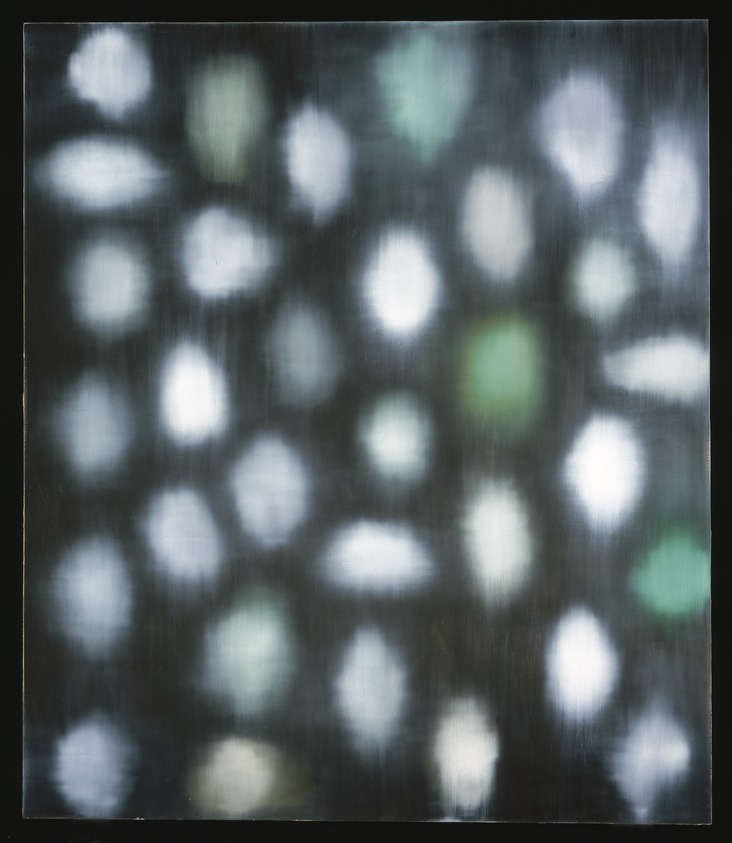 Ross Bleckner (American, born 1949). <em>Green Hands and Faces</em>, 1994. Oil on canvas, 84 x 72 x 2 1/2 in. (213.4 x 182.9 x 6.4 cm). Brooklyn Museum, Purchased with funds given by Ninah and Michael Lynne and Frank L. Babbott Fund, 1995.30. © artist or artist's estate (Photo: Brooklyn Museum, 1995.30_SL1.jpg)