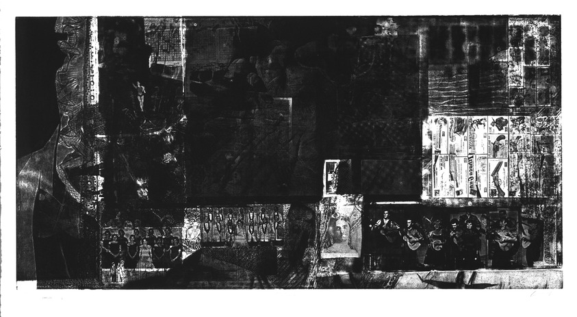 Mohammad Khalil. <em>Echo II</em>, 1972. Etching on cream wove paper, Sheet: 23 1/8 x 41 3/8 in. (58.7 x 105.1 cm). Brooklyn Museum, Gift of the artist, 1995.35. © artist or artist's estate (Photo: Brooklyn Museum, 1995.35_bw.jpg)