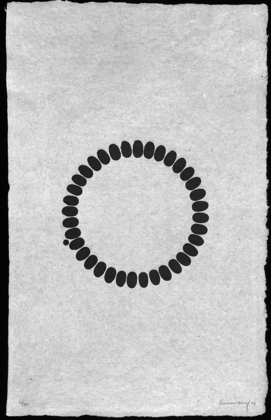Richard Long (British, born 1945). <em>Untitled (E - Vertical), from a Suite of 3</em>, 1994. Lithograph on paper, 32 1/8 x 20 1/2 in. (81.5 x 52.1 cm). Brooklyn Museum, Alfred T. White Fund, 1996.11.2. © artist or artist's estate (Photo: Brooklyn Museum, 1996.11.2_bw.jpg)