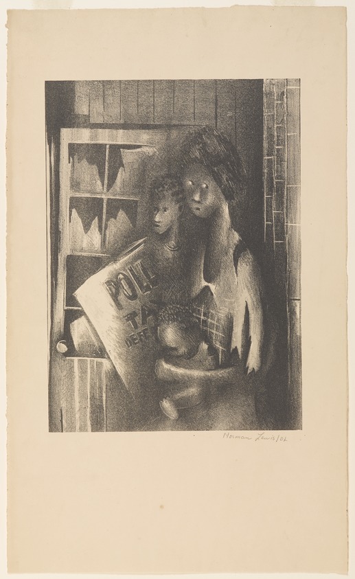 Norman Lewis (American, 1909-1979). <em>Poll Tax</em>, ca. 1938. Lithograph on cream wove Rives paper, Sheet: 18 x 10 3/4 in. (45.7 x 27.3 cm). Brooklyn Museum, Emily Winthrop Miles Fund, 1996.12.2. © artist or artist's estate (Photo: Brooklyn Museum, 1996.12.2_PS9.jpg)