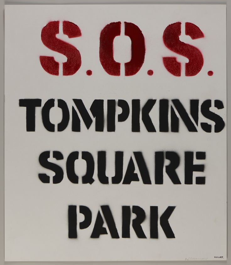 David Rodriguez. <em>S.O.S Tomkins Square Park</em>, 1988–1992. Silkscreen, image/sheet: 23 x 20 in. (58.4 x 50.8 cm). Brooklyn Museum, Emily Winthrop Miles Fund, 1996.188.17. © artist or artist's estate (Photo: Brooklyn Museum, 1996.188.17_PS20.jpg)