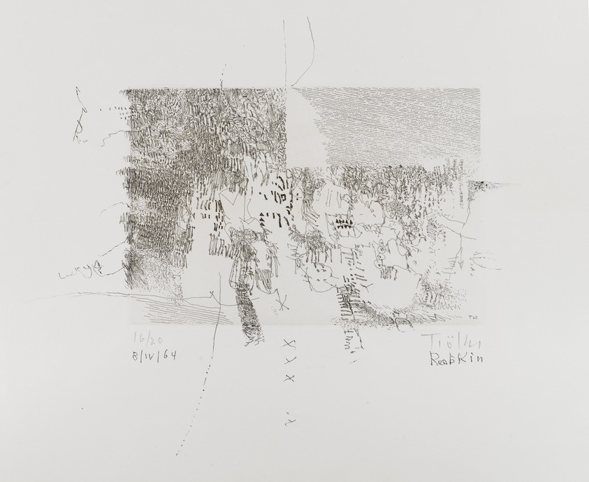 Heinz Trökes (German, 1913-1997). <em>Untitled</em>, 1964. Etching and ink on paper, sheet: 14 7/8 x 21 3/16 in. (37.8 x 53.8 cm). Brooklyn Museum, Gift of Dorothy and Leo Rabkin in honor of Una E. Johnson, 1996.228.8. © artist or artist's estate (Photo: Brooklyn Museum, 1996.228.8_PS4.jpg)