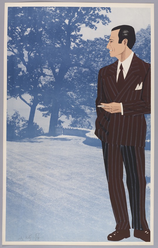 Alex Katz (American, born 1927). <em>Alex at Cheat Lake</em>, 1969. Lithograph and off-set lithograph in 7 colors, 38 1/2 x 22 3/8 in. (96.9 x 56.8 cm). Brooklyn Museum, Gift of the artist, 1996.97.45. © artist or artist's estate (Photo: Brooklyn Museum, 1996.97.45_PS9.jpg)