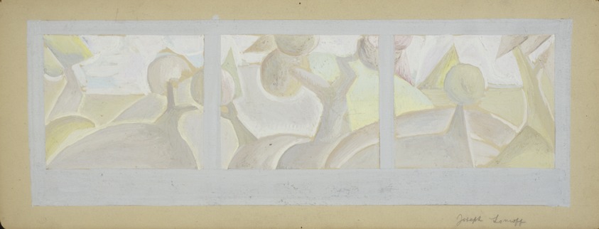 Joseph Lomoff (American, 1889-1956). <em>Untitled</em>, early-mid 20th century. Gouache on board, image: 5 5/8 x 16 1/4 in. (14.4 x 41.1 cm). Brooklyn Museum, Gift of Myra Silver, 1997.122.1. © artist or artist's estate (Photo: Brooklyn Museum, 1997.122.1_SL4.jpg)
