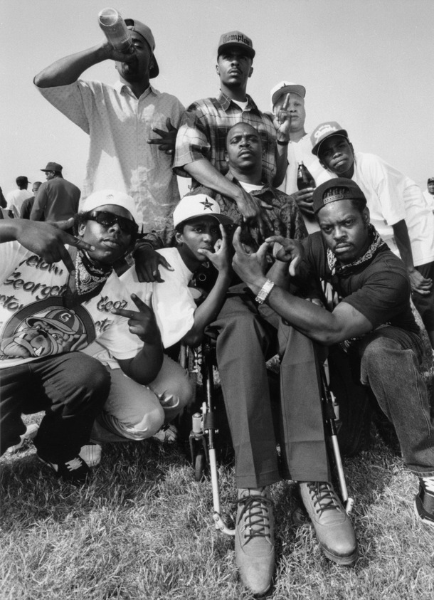 Susan C. Ragan (American, born 1947). <em>South Central L.A. (Compton Member Injured Gang Wars, Members of Crips Gang Hand Signals, Gang Markings), 1993</em>, 1993. Chromogenic photograph on Kodak Professional paper, Image: 14 x 10 in.  (35.6 x 25.4 cm). Brooklyn Museum, Gift of Mr. and Mrs. GIlbert Millstein, 1998.118.1. © artist or artist's estate (Photo: Brooklyn Museum, 1998.118.1_bw.jpg)