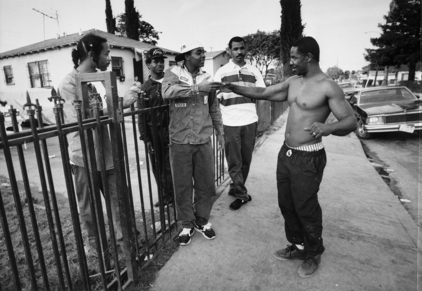 Susan C. Ragan (American, born 1947). <em>South Central L.A. Compton Truce Crips and Bloods</em>, 1993. Chromogenic print on Kodak Professional paper, Image: 9 1/2 x 14 in.  (24.2 x  35.6 cm). Brooklyn Museum, Gift of Mr. and Mrs. GIlbert Millstein, 1998.118.4. © artist or artist's estate (Photo: Brooklyn Museum, 1998.118.4_bw.jpg)