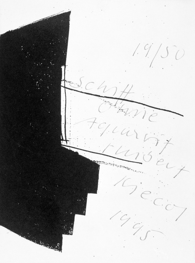 Hubert Kiecol. <em>Schiff Ohne Aquavit</em>, 1995. Etching, Image: 11 x 8 1/8 in.  (27.9 x 20.7 cm). Brooklyn Museum, Gift of Feature Inc., 1999.34.13. © artist or artist's estate (Photo: Brooklyn Museum, 1999.34.13_bw.jpg)