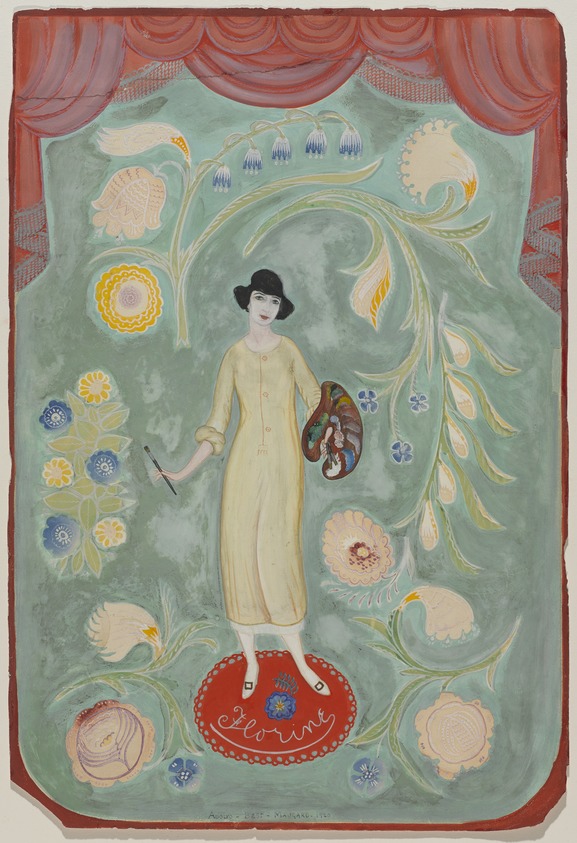 Adolfo Best Maugard (Mexican, 1891–1965). <em>Florine</em>, 1920. Gouache on paper, 21 7/8 x 14 13/16 in. (55.6 x 37.6 cm). Brooklyn Museum, Bequest of Richard J. Kempe, 2003.27.2 (Photo: Brooklyn Museum, 2003.27.2_PS9.jpg)
