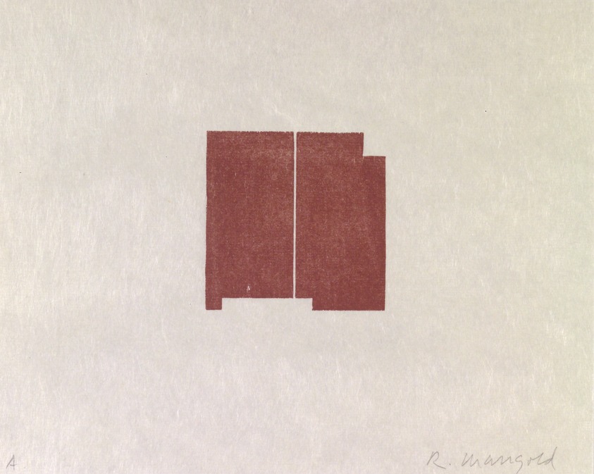 Robert Mangold (American, born 1937). <em>Robert Mangold Prints, 1968-1998 (Original Woodcut)</em>, 2000. Woodcut
, 8 11/16 x 10 5/8 in. (22 x 27 cm). Brooklyn Museum, Purchased with Restricted Library Funds from the Brooklyn Museum Library and Alfred T. White Fund, 2004.38.7. © artist or artist's estate (Photo: Brooklyn Museum, 2004.38.7.jpg)