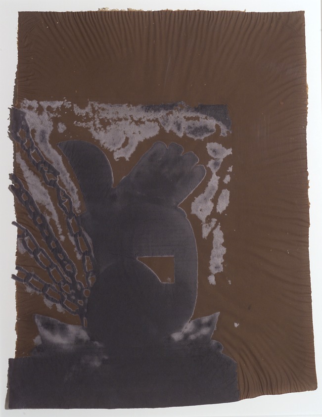 Melvin Edwards (American, born 1937). <em>Aller & Retour</em>, 2000. Stenciled cotton/polyester rag pulp on linen base sheet, pigment, 37 × 28 in. (94 × 71.1 cm). Brooklyn Museum, Gift of Mrs. Frederic B. Pratt and gift of Mr. and Mrs. William A. Putnam, by exchange, 2004.40. © artist or artist's estate (Photo: Brooklyn Museum, 2004.40.jpg)