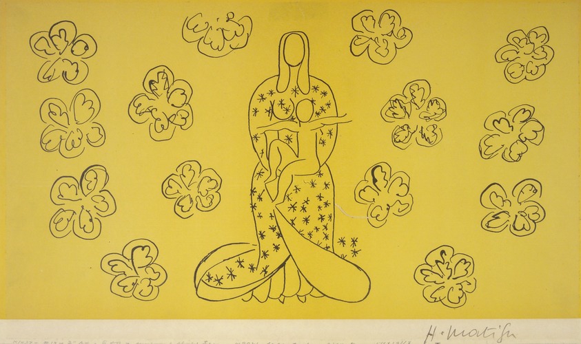 Henri Matisse (French, 1869-1954). <em>Madonna and Child with Stars</em>, ca. 1948-1949. Lithograph, 9 x 15 in. Brooklyn Museum, Gift of The Beatrice and Samuel A. Seaver Foundation, 2004.48.9. © artist or artist's estate (Photo: Brooklyn Museum, 2004.48.9.jpg)