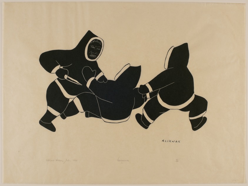 Peter Aliknak (Inuit, Canadian, 1928-1998). <em>Vengeance</em>, 1972. Stonecut on paper, 17 3/4 x 24 1/4 in. (45.1 x 61.6 cm). Brooklyn Museum, Gift of the Edward J. Guarino Collection in memory of Edgar J. Guarino, 2013.82.41. © artist or artist's estate (Photo: Brooklyn Museum Photograph, 2013.82.41_PS11.jpg)