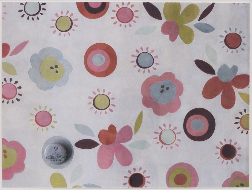 Andrea Bowers (American, born 1965). <em>Design of Choice (Never Again with Flowers)</em>, 2005. Color pencil with graphite underdrawing, 10 3/8 × 13 7/8 in. (26.4 × 35.2 cm). Brooklyn Museum, Gift of Eileen Harris Norton, 2016.37.1. © artist or artist's estate (Photo: , 2016.37.1_PS11.jpg)