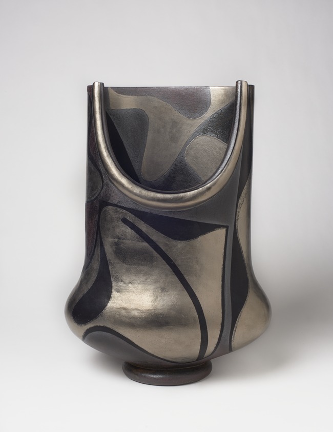 Yanagihara Mutsuo (Japanese, born 1934). <em>Tsubo Vessel</em>, 1998-1999. Ceramic with metallic (ginsai) glazes, 20 × 14 3/4 × 10 in. (50.8 × 37.5 × 25.4 cm). Brooklyn Museum, Gift of Joan B. Mirviss in memory of Leslie Beller, 2017.45 (Photo: , 2017.45_PS9.jpg)