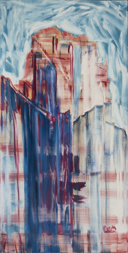 Martha Diamond (American, 1944-2023). <em>Cityscape: Blue Shadow No. 3</em>, 1994. Oil on linen, 96 × 48 in. (243.8 × 121.9 cm). Brooklyn Museum, Gift of the Alex Katz Foundation, 2020.5. © artist or artist's estate (Photo: Brooklyn Museum, 2020.5_PS11.jpg)
