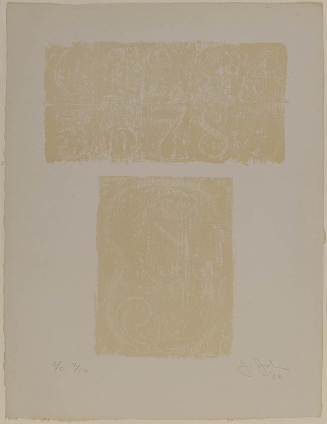 Jasper Johns (American, born 1930). <em>[Untitled]</em>, 1963. Lithograph, sheet: 20 1/2 × 15 3/4 in. (52.1 × 40.0 cm). Brooklyn Museum, Gift of Barbara Bertozzi Castelli, 2021.55.13. © artist or artist's estate (Photo: Brooklyn Museum, 2021.55.13_PS20.jpg)