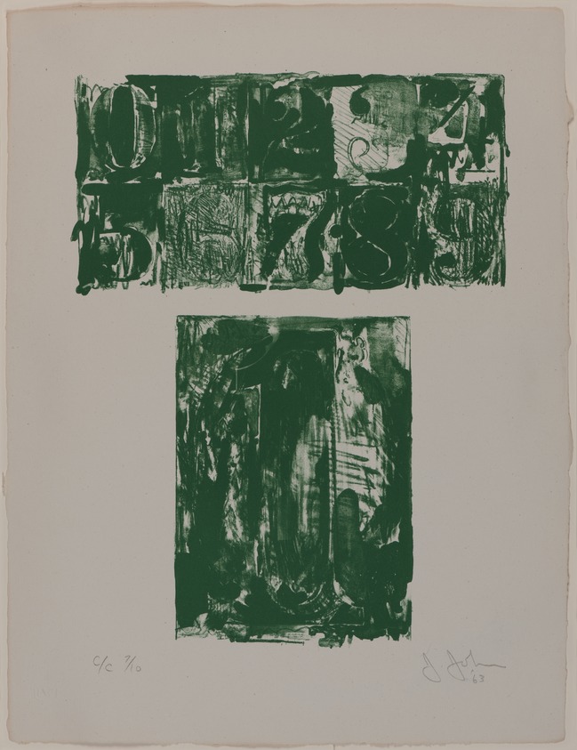 Jasper Johns (American, born 1930). <em>[Untitled]</em>, 1963. Lithograph, sheet: 20 1/2 × 15 3/4 in. (52.1 × 40.0 cm). Brooklyn Museum, Gift of Barbara Bertozzi Castelli, 2021.55.5. © artist or artist's estate (Photo: Brooklyn Museum, 2021.55.5_PS20.jpg)
