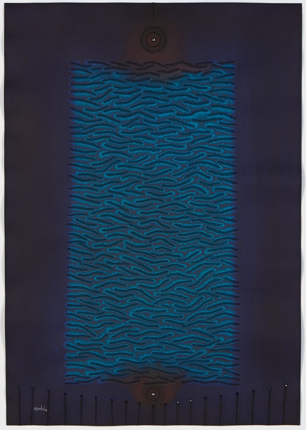 Sohan Qadri (1932-2011; Born in India, active in Denmark, died in Canada). <em>Ashwini III</em>, 2008. Ink and dye on paper, 48 × 36 in. (121.9 × 91.4 cm). Brooklyn Museum, Gift of Sundaram and Kelly Tagore, 2022.27. © artist or artist's estate (Photo: Brooklyn Museum, 2022.27_PS11.jpg)