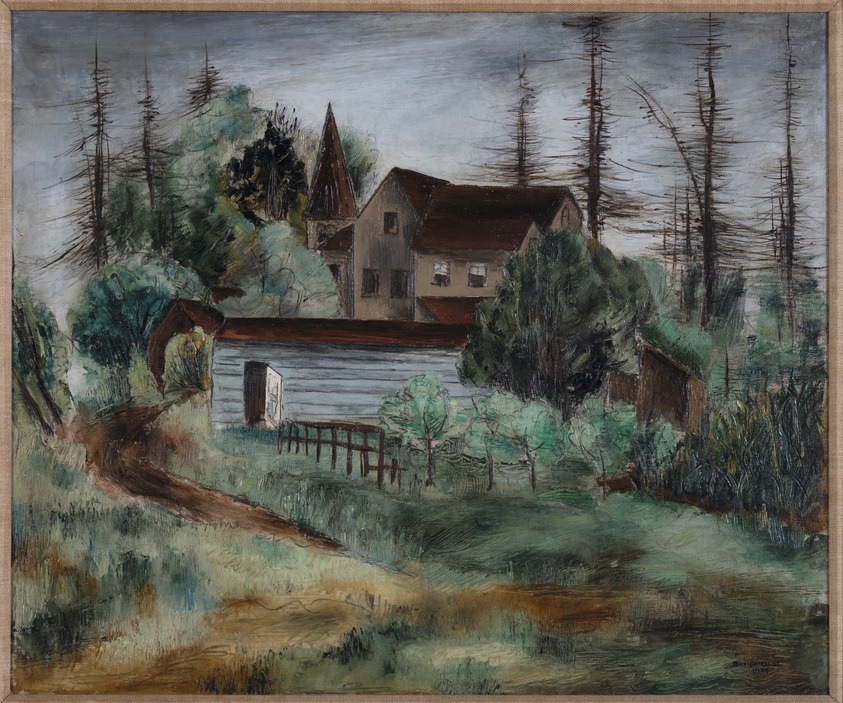 Bumpei Usui (American, born Nagano, Japan, 1898–1994). <em>Untitled</em>, 1931 (possibly). Oil on canvas, canvas: 20 × 24 1/8 in. (50.8 × 61.3 cm). Brooklyn Museum, Gift of Rosemarie and Leighton R. Longhi, 2022.28.2. © artist or artist's estate (Photo: Brooklyn Museum, 2022.28.2_PS11.jpg)
