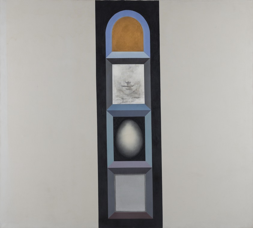 Miriam Schapiro (American, 1923–2015). <em>Shrine: Homage to M.L.</em>, 1963. Oil on canvas, 72 1/4 × 80 in. (183.5 × 203.2 cm). Brooklyn Museum, Gift of Eric Firestone Gallery, New York, 2023.79. © artist or artist's estate (Photo: Brooklyn Museum, 2023.79_cropped_PS22.jpg)