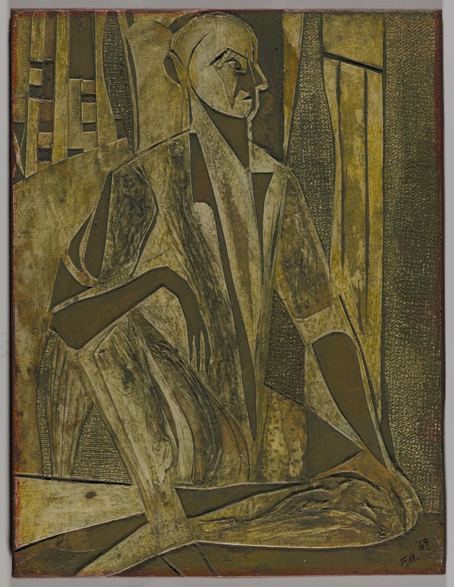 Florence Kent (American, 1915 – 1989). <em>[Untitled]</em>, 1969. Collagraph printing block, Dims provided by owner.: 7 1/2 × 9 1/2 in. (19.1 × 24.1 cm). Brooklyn Museum, Gift of Dan Mausner, 2024.2.3. © artist or artist's estate (Photo: Brooklyn Museum, 2024.2.3_PS20.jpg)