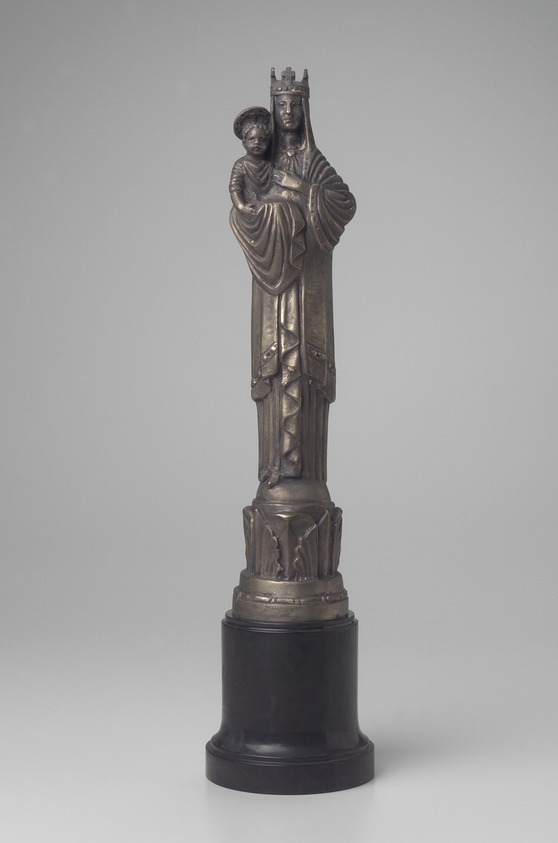 Georg J. Lober (American, 1892-1961). <em>Statuette "Madonna,"</em> 1925. Silver and black stone, 14 3/8 x 3 1/4 x 3 in., 9 lb. (36.5 x 8.3 x 7.6 cm, 4.1kg). Brooklyn Museum, Gift of Bruce Douglas, 26.153. © artist or artist's estate (Photo: Brooklyn Museum, 26.153.jpg)